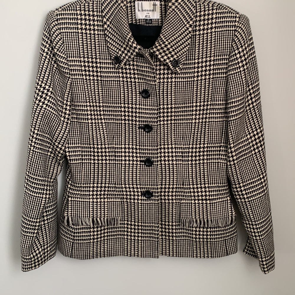 b.bennett for ASL 100% Wool Plaid Jacket 10